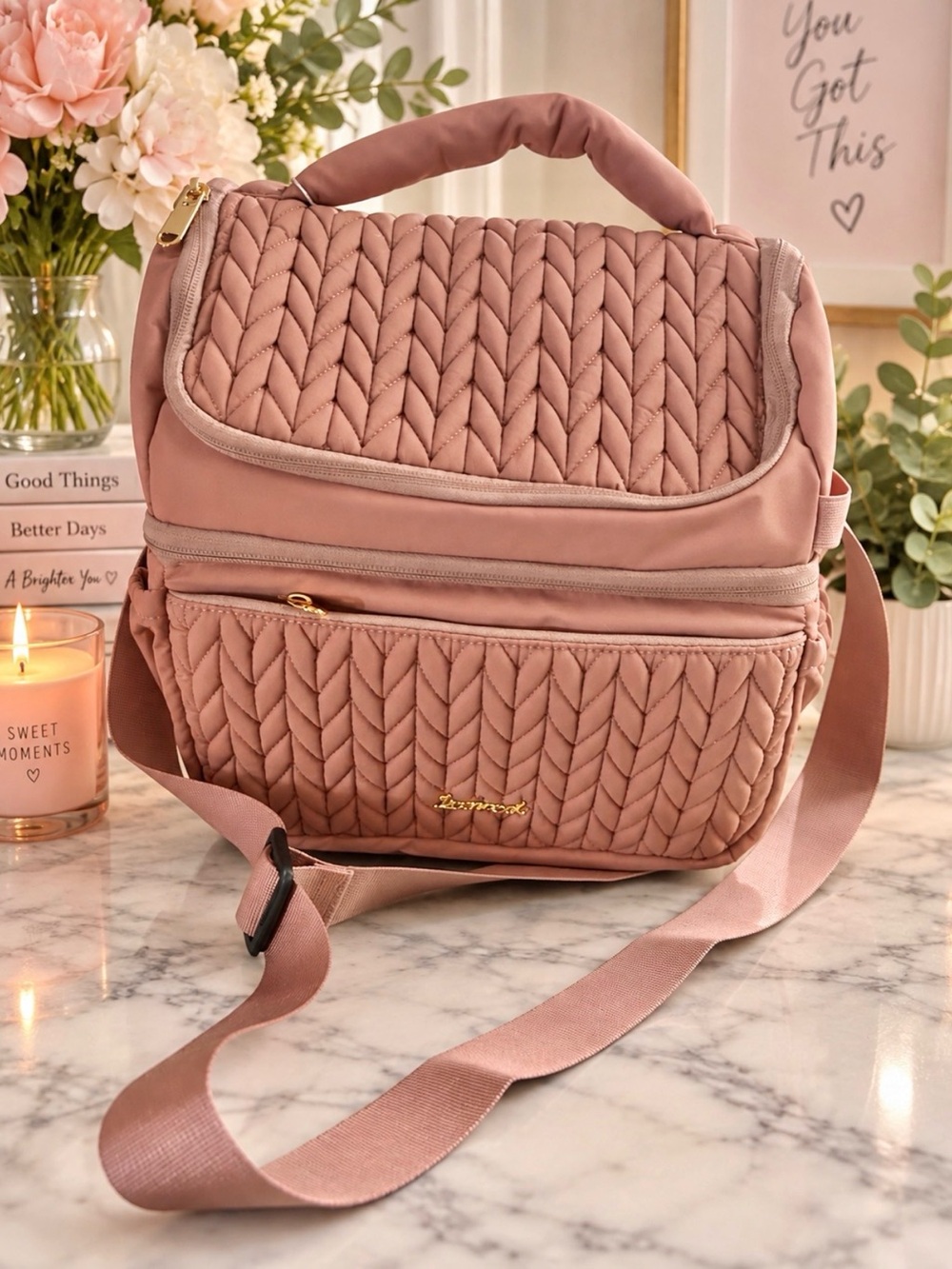 Leadvenst women’s lunch bag / breast milk storage cooler, dusty rose  nwt
